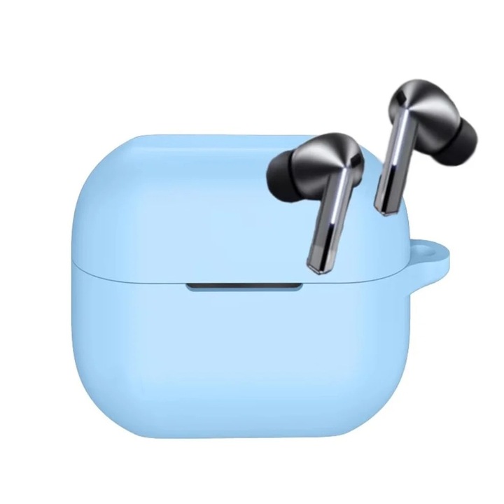 Husa de protectie compatibila cu Samsung Galaxy Buds 3/Buds 3 Pro, Silicone Case, UltraThin, Albastru