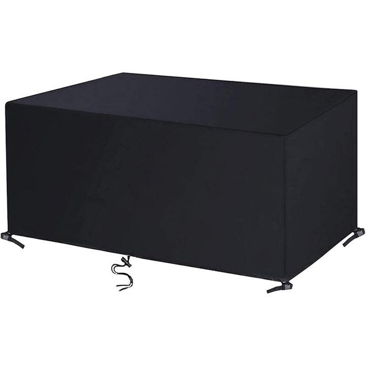 Kerti bútortakaró, Jormftte, vízálló, zsinórral és rögzítőgyűrűkkel, fekete, 200x300cm