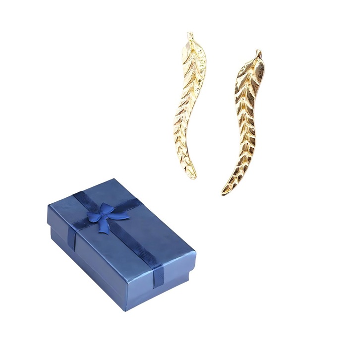 Cercei dama, JUDASTAR, model frunza, aliaj hipoalergenic, auriu