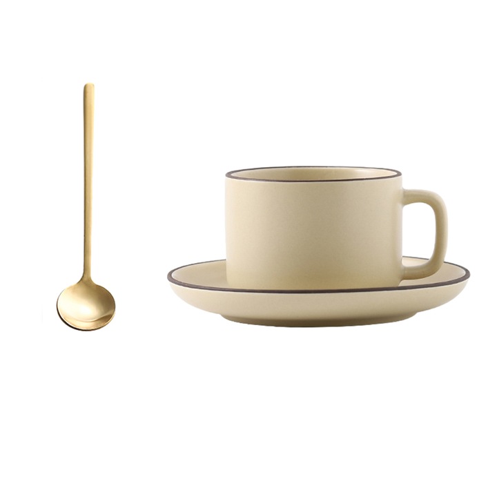 Cana kerámia szett 250ml, Jormftte, bézs, tányér 15cm, kanál 15.8cm