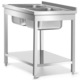 Masa din otel inoxidabil cu chiuveta cu doua vase si raft, Forgast, Dimensiuni masa 120x60x85 cm, Pentru auto-asamblare