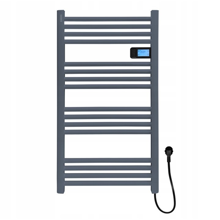 Radiator baie electric Eberg, 500 W, temporizator 24 de ore, sistem de detectare a ferestrei deschise, gri