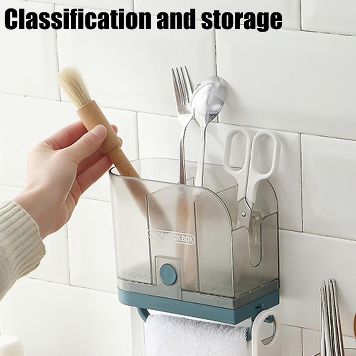 Jormftte evőeszköztartó 3 rekesszel, U-alakú kialakítás, zöld, falra szerelhető