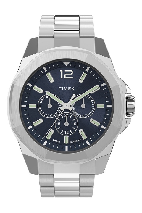 Timex, Часовник Essex Avenue с верижка от неръждаема стомана, 44ММ, Сребрист