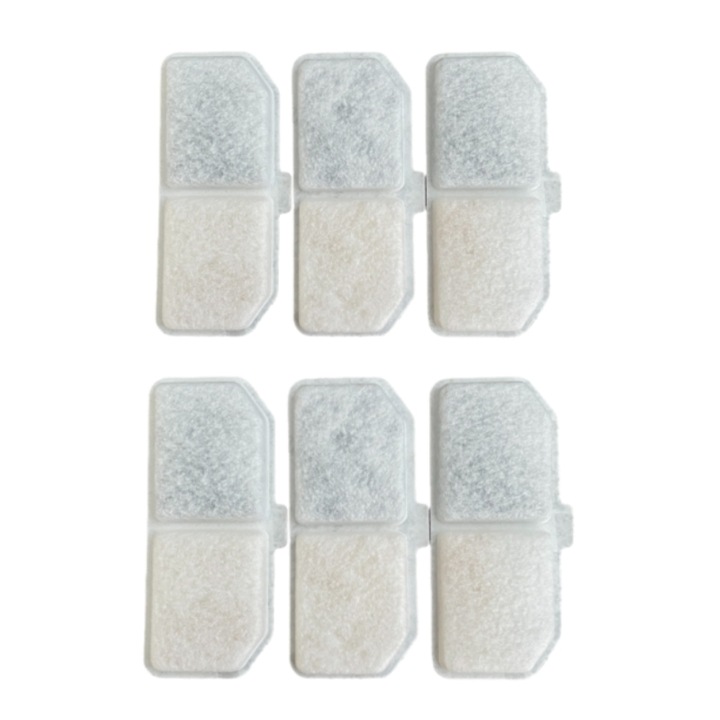 6 db-os szűrőkészlet az állati szökőkúthoz, Háromszoros szűrés, 3 literes, fehér