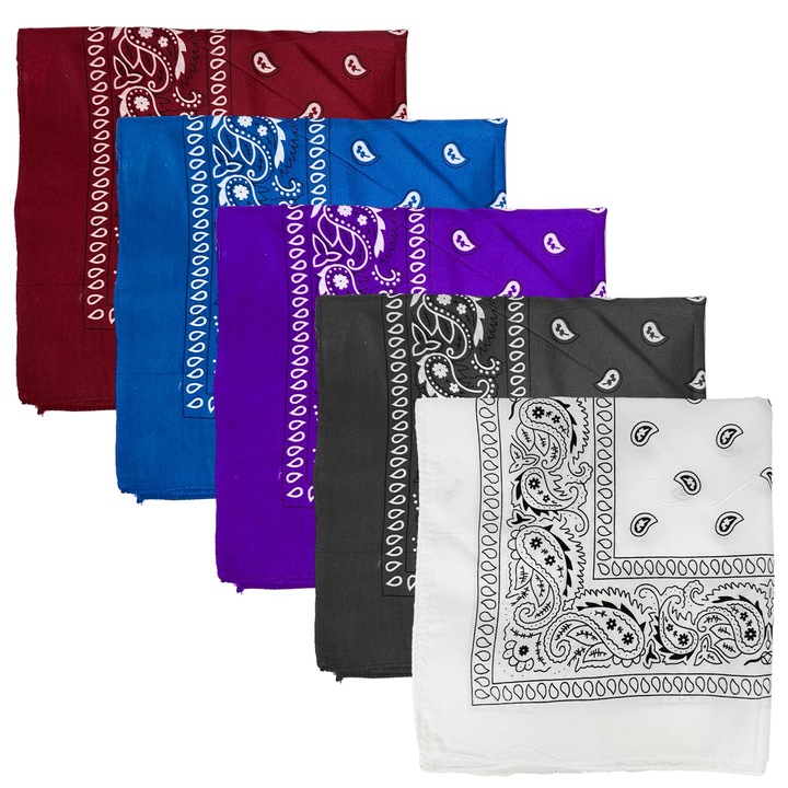 JENUOS 5 db-os többfunkciós Bandana készlet, geometrikus, többszínű, 55x55 cm