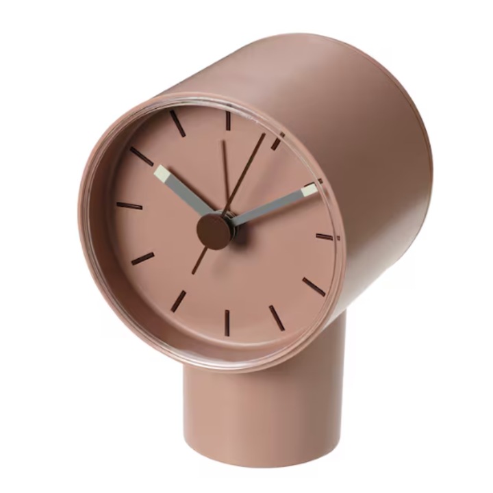 Ceas cu alarma, analog, roz, 8x9 cm, reglare intensitate sonerie, pentru camera, HYVESTO®
