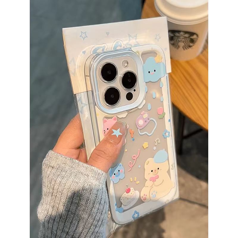 Husa telefon, Summer Bear, relief tridimensional, TPU, transparent, antisoc, pentru iPhone 13