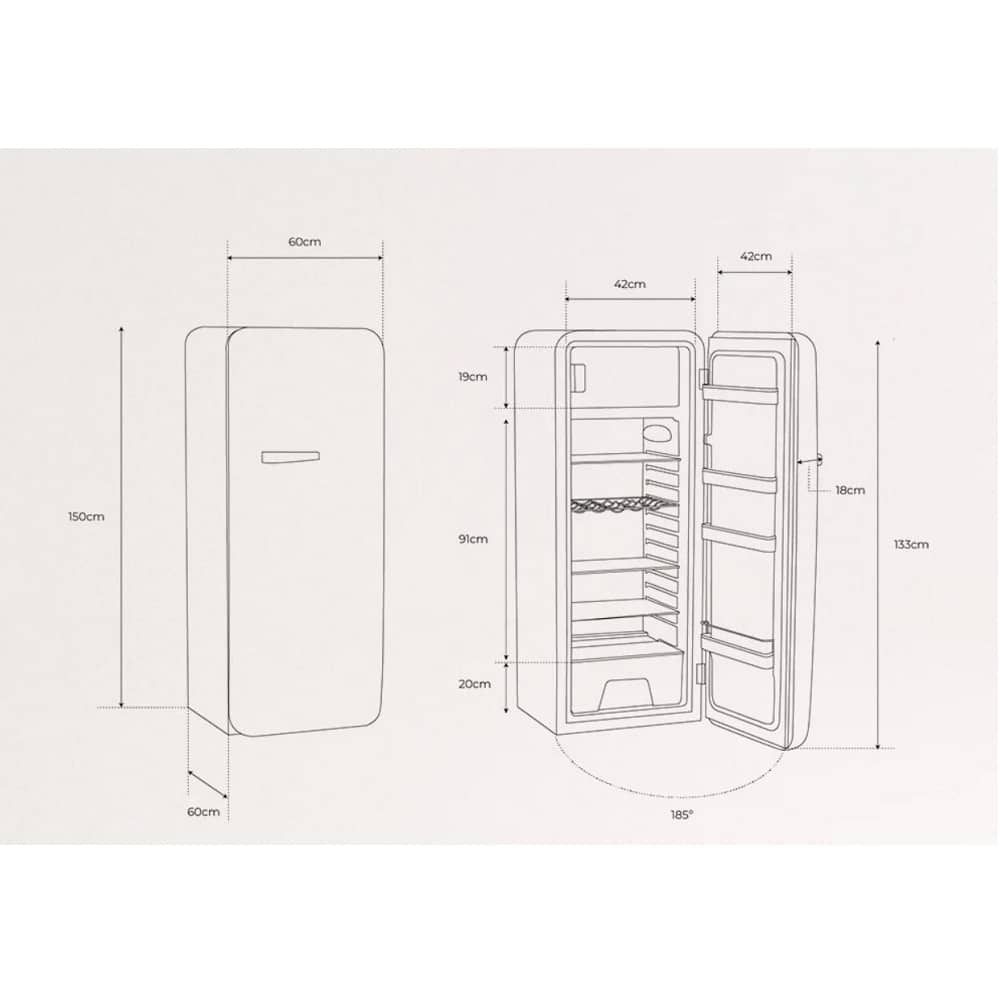 Frigider Retro Create, 281 litri, congelator 21 litri, sage/gold, 60x150x60cm