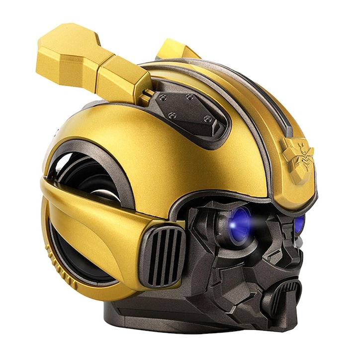 Hordozható Bluetooth hangszóró, Chucai, Bumblebee modell, dupla sztereó, arany, 11,2x11,3 cm, BT 5.0/TF/FM rádió