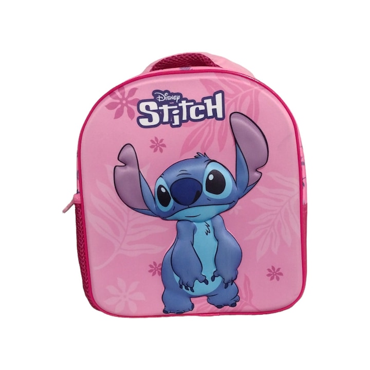 3D iskolatáska, 30x26x10 cm, többszínű, állítható és párnázott pántokkal, Stitch