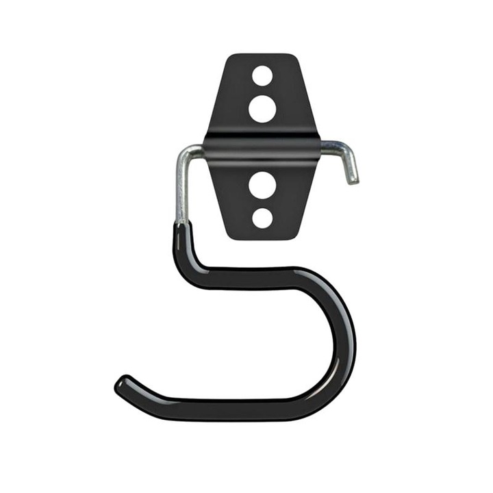 Set suport perete Niks pentru maturi si unelte de gradina, otel inoxidabil, negru, 20 buc.