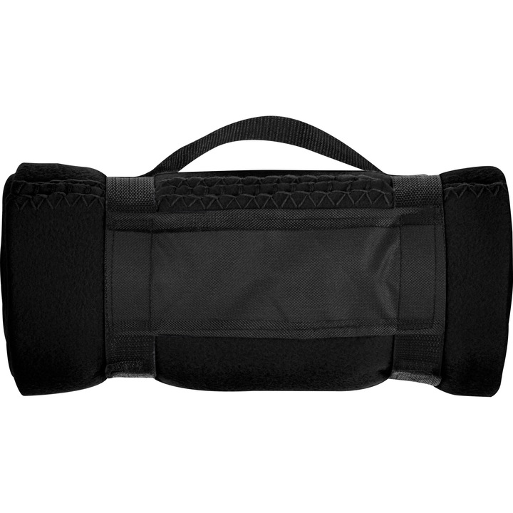 Patura de lana Nashville cu curea, neagra, 180 x 120 cm