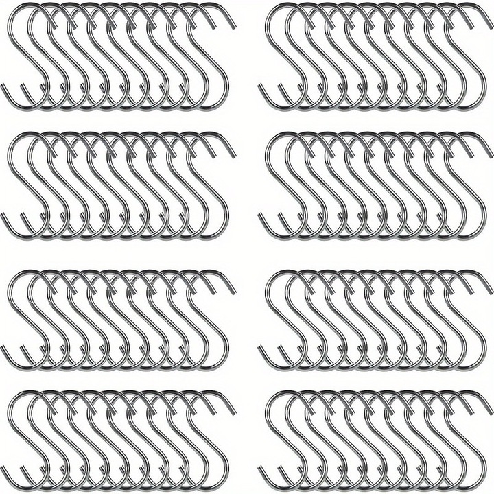 Set de 100 carlige Niks, rezistente, argintiu, capacitate 200 LBS