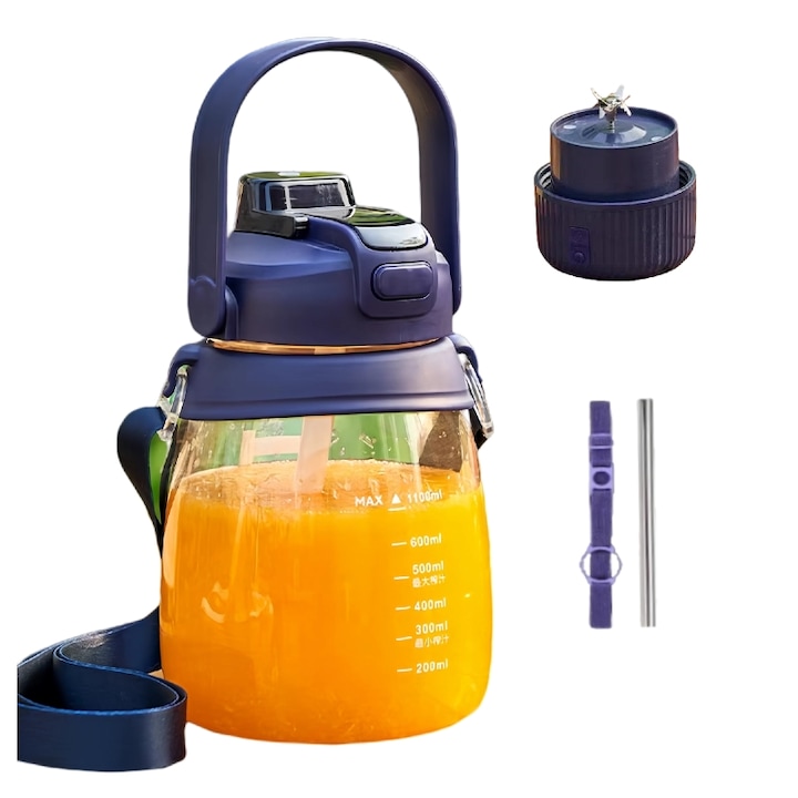 MC-502Mini Blender electric Portabil, Wireless,Shake si Smoothie, 18000 rpm, 300 ml, 10 lame de lucru din inox, 40s/cupa procesata, Reincarcabil USB, 200W, cablu incarcare inclus, greutate 300g,peicko, roz