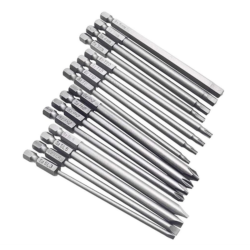 Set 16 Piese Varfuri Surubelnita Magnetice Multifunctionale, 1/4", Hex, Torx, Phillips, Plat, 100mm