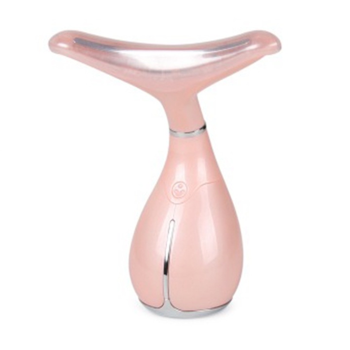 Aparat de masaj facial, Cozevdnt, design coada de delfin, incalzire 45+/-5 grade, roz, 88x57x113mm