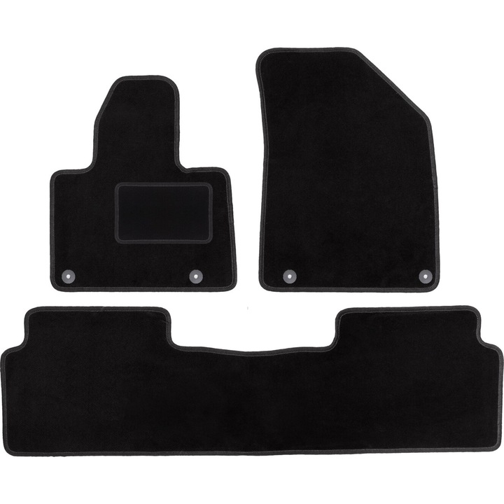 Autószőnyeg szett Citroen C5 Iii X7 Liftback, szedán, kombi, tour (2008-2017) fekete, velúr, rögzítőelemekkel - tökéletes illeszkedés
