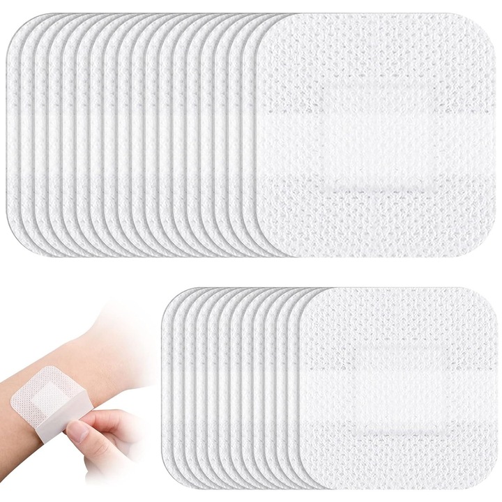 Стерилен самозалепващ се пластир, Darklove, 80 бр., С абсорбиращо тяло, Дишащ и щадящ кожата, Хипоалергенен, С висока абсорбционна способност, Преносим, Прахоустойчив, Лесен за използване, за защита на всички рани, 7x6 см, Бял