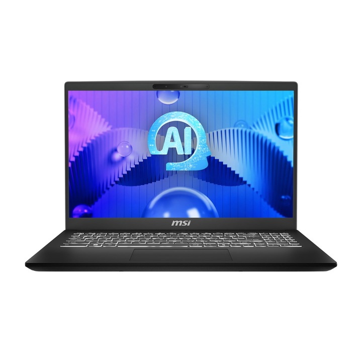 Laptop MSI Modern 15 H AI, 15.6" Full HD, Intel® Core™ Ultra 5 125H pana la 4.5 GHz, 16 GB RAM DDR5, 512 GB SSD, Intel Arc Graphics, Windows 11 Home, Classic Black DDR5