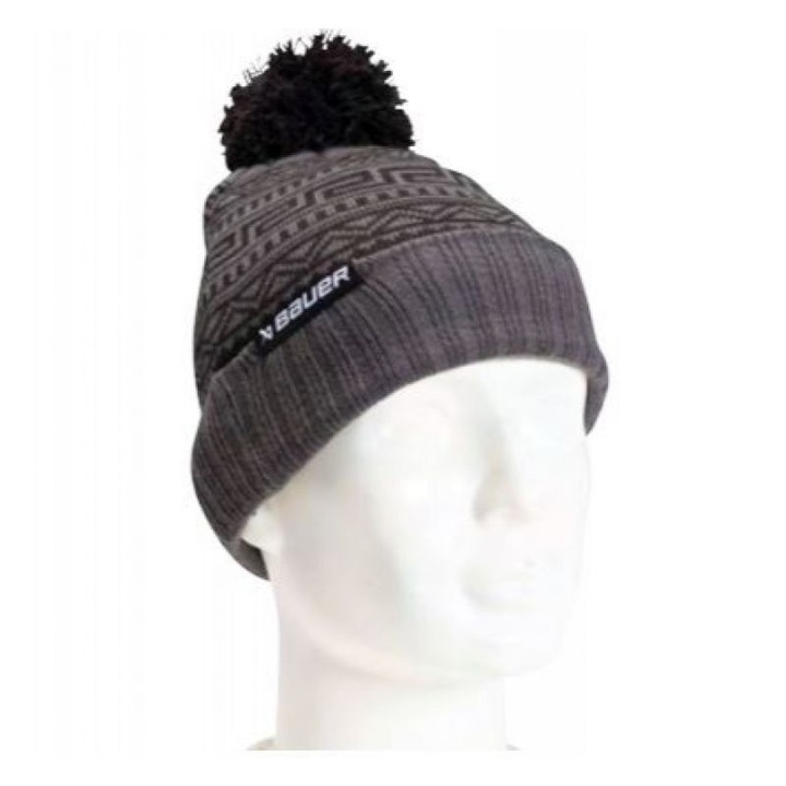 Bauer téli sapka, pomponnal, 100% akril, fekete