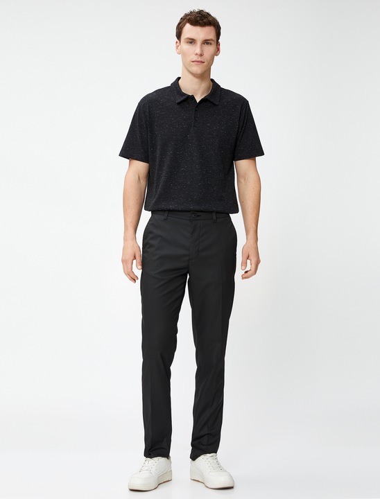 KOTON, Tricou polo uni din amestec de bumbac, Negru, M