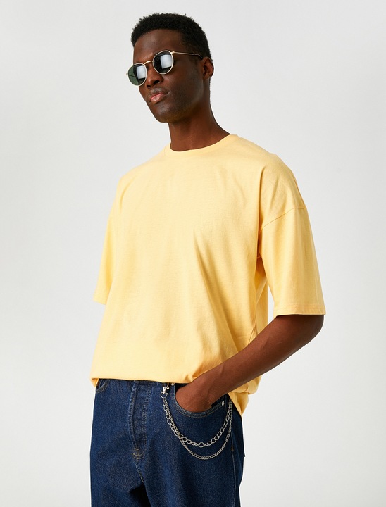 KOTON, Tricou supradimensionat de bumbac, Portocaliu, S