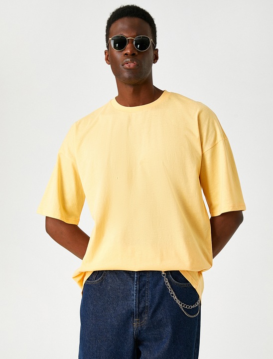 KOTON, Tricou supradimensionat de bumbac, Portocaliu, S