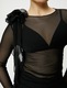 KOTON, Bluza transparenta cu model floral, Negru, M
