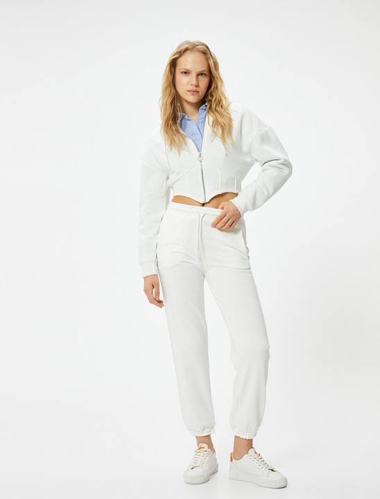 KOTON, Pantaloni de trening cu buzunare laterale, Alb, M