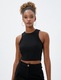 KOTON, Top crop cu decupaj pe spate, Negru, XS