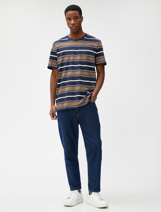 KOTON, Tricou de bumbac in dungi, Bleumarin, L