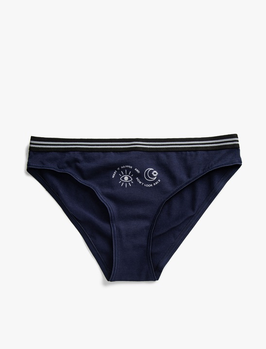 KOTON, Chiloti de bumbac cu imprimeu grafic, Bleumarin, L