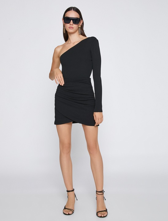 KOTON, Fusta mini petrecuta, Negru, S