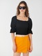 KOTON, Bluza crop cu volane 170145, Negru, M