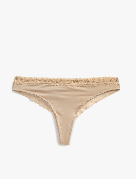 KOTON, Slip brazilian din dantela, Bej, L