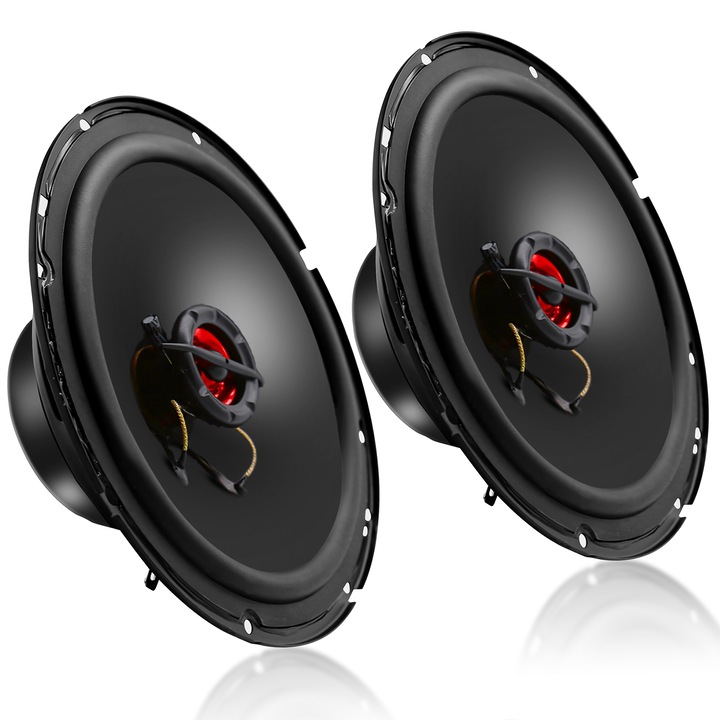 Комплект от 2 коаксиални високоговорителя за кола, DEYKAY, 120W, 165 мм, включена решетка, 2 канала, черни