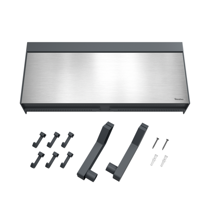 Suport perete prosop hartie / folie aluminiu / folie alimentara Metaltex Tango Inox cu 6 carlige, 37.5x24.5x7m, ABS cu fata de inox