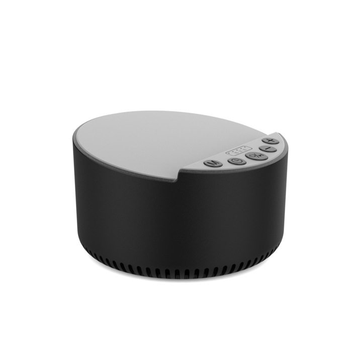 Преносим високоговорител, многофункционален Bluetooth високоговорител, безжичен преносим високоговорител, 3-В-1, Bluetooth 5.3, машина за сън, безжично зареждане, функция за таймер, USB Type-C зареждане, 500mAh батерия, черен, 100x57x57mm