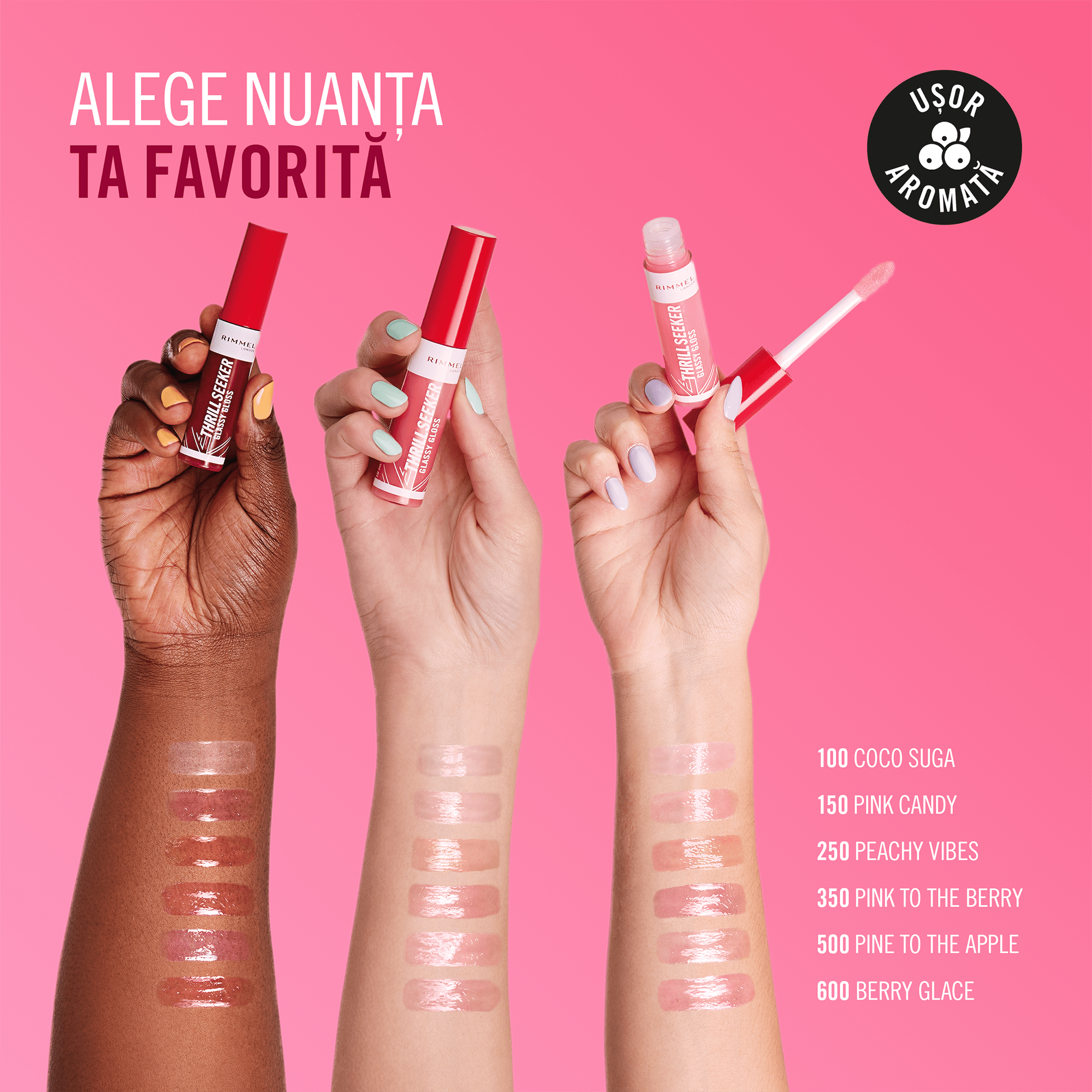 Luciu de buze Rimmel London Thrill Seeker Glassy Gloss 500 Pine to