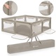 Tarc de joaca copii, Lionelo, Willow XL, 180 x 200 cm, Pliere compacta, Include geanta de transport, Din plasa, Cu doua intrari laterale si fermoar, Cu ventuze pentru stabilitate, Conform cu EN 12227:2010, Bej