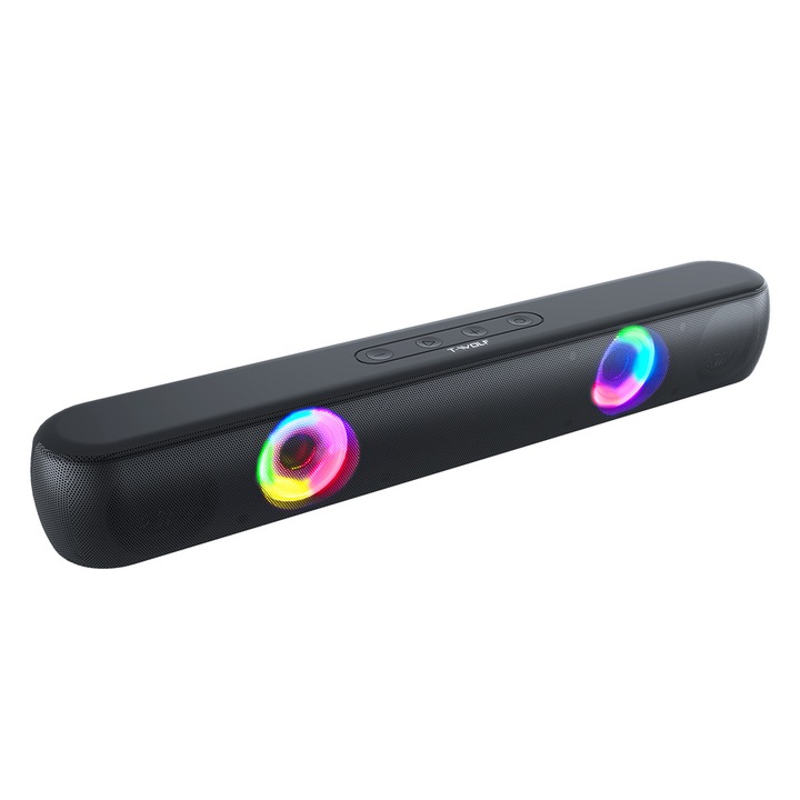Difuzor RGB pentru Calculator Soundbar Box Subwoofer Stereo Music Box, 2X5w, 1800 mah, Culoare negru