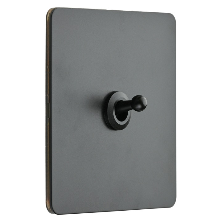 Intrerupator metalic Midnight Matte, Vichema 1Gang 2Way, 10A, Negru