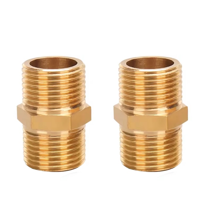 Двоен нипел с 1/4" резба, SINBINTA, 2 броя, Месинг, DN8, Устойчив на корозия и износване, Лесен за използване, Антиръждясващ, Без избледняване, Дълъг експлоатационен живот, Издръжлив
