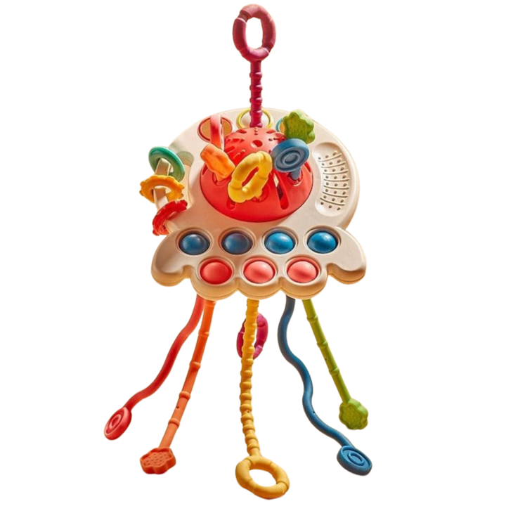 Jucarie Interactiva Multifuntionala cu 4 Activitati pentru Bebelusi, Rosu, + 18 luni