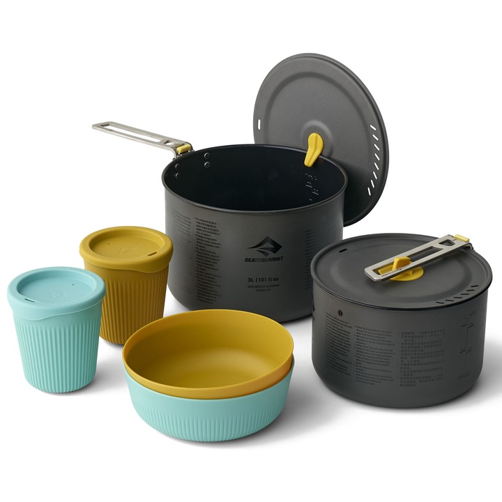 Set 6 piese gatit/vesela pliabile Sea to Summit Frontier Ultralight, 2 persoane, multicolor