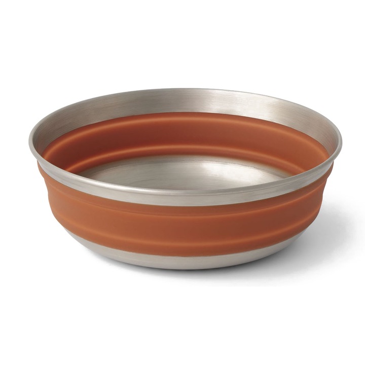 Bol pliabil Sea to Summit Detour, 660 ml, otel, argintiu/maro