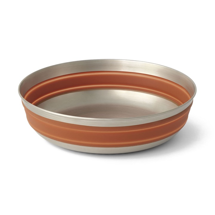 Bol pliabil Sea to Summit Detour, 910 ml, otel, argintiu/maro