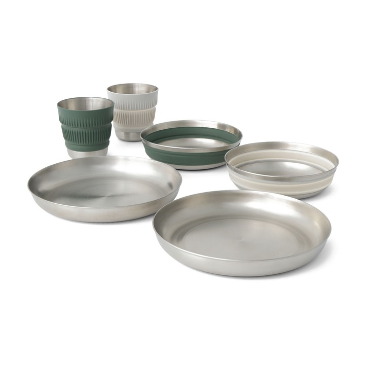 Set 6 piese vesela pliabile Sea to Summit Detour, 2 persoane, otel/silicon/ multicolor