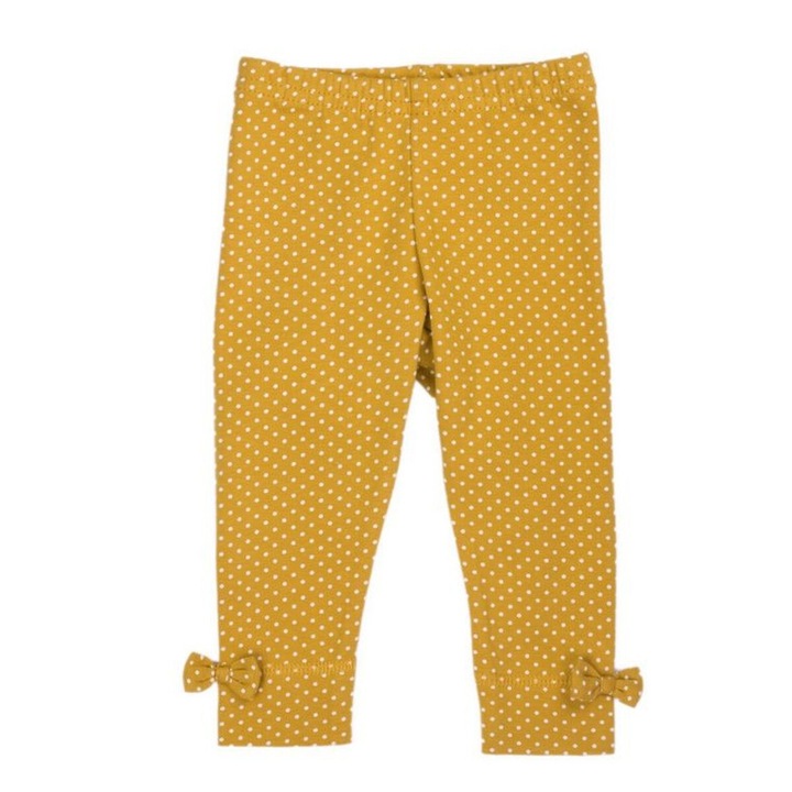 Leggings pentru fete, Nicol, bumbac, cu buline, mustar, 56